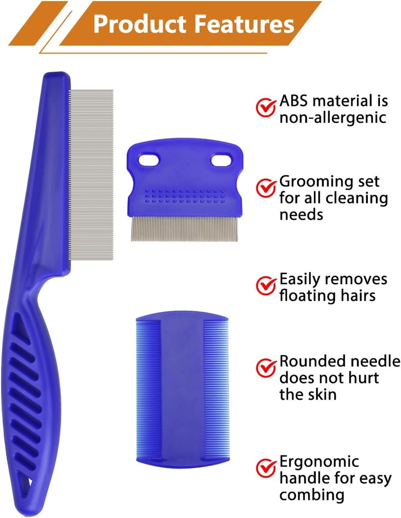 CAPHONT Flea Comb for Cats Dogs, 6 Pack Flea and Lice Grooming Comb Set for Cats, Pet Grooming Tools for Small, Medium & Large Pets (Pink & Blue) - Image 2